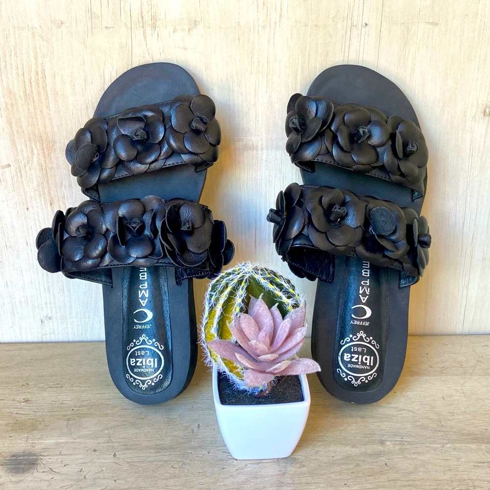 JEFFREY CAMPBELL Rosebud double strap black slide